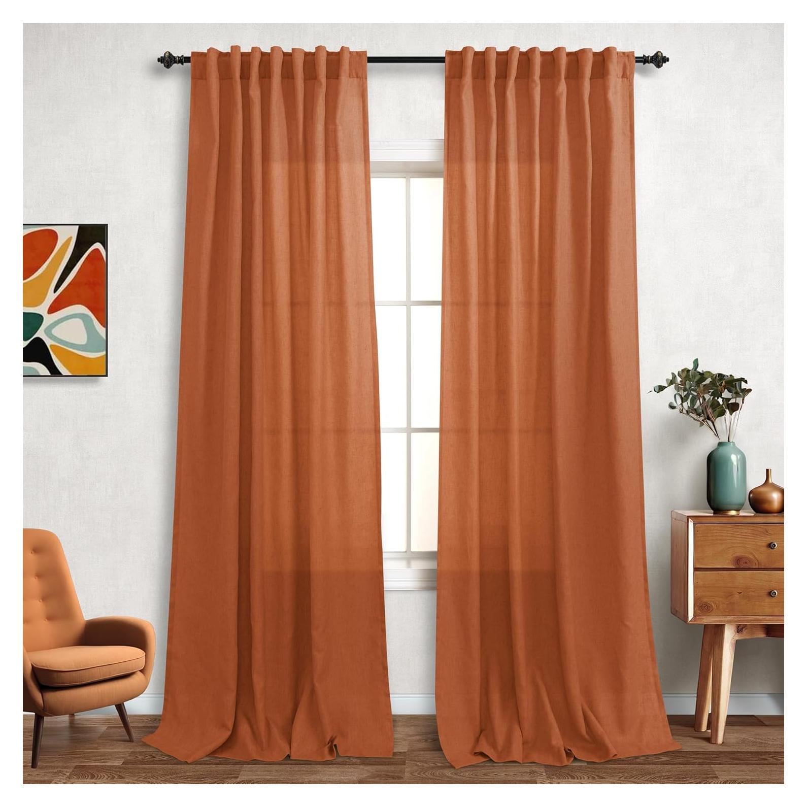 Cortinas KOUFALL 2 Paneles 52x230 cm Naranja Quemado