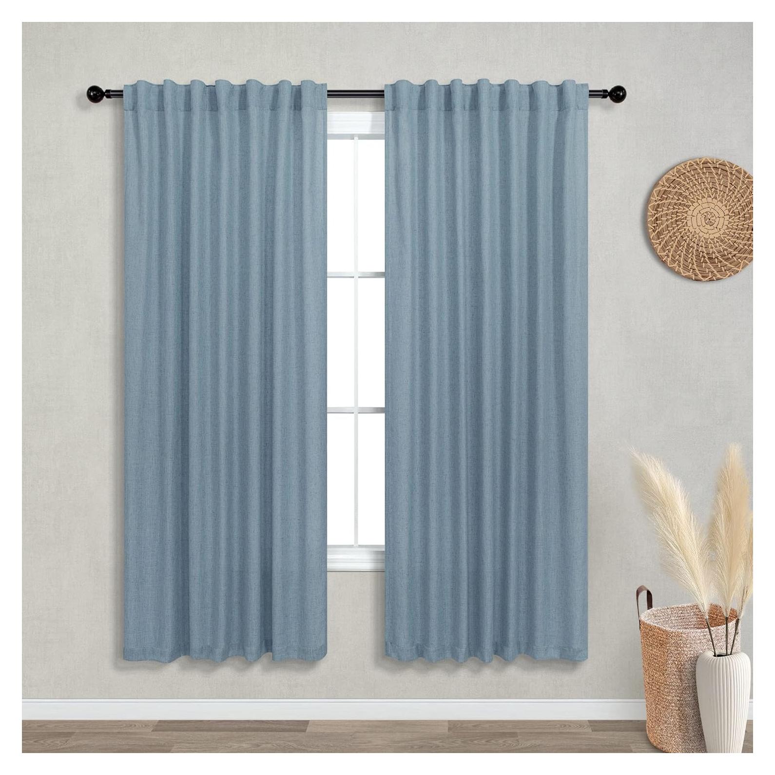 Cortinas KOUFALL Azul Piedra 2 Paneles 160x160 cm Semi Transparentes