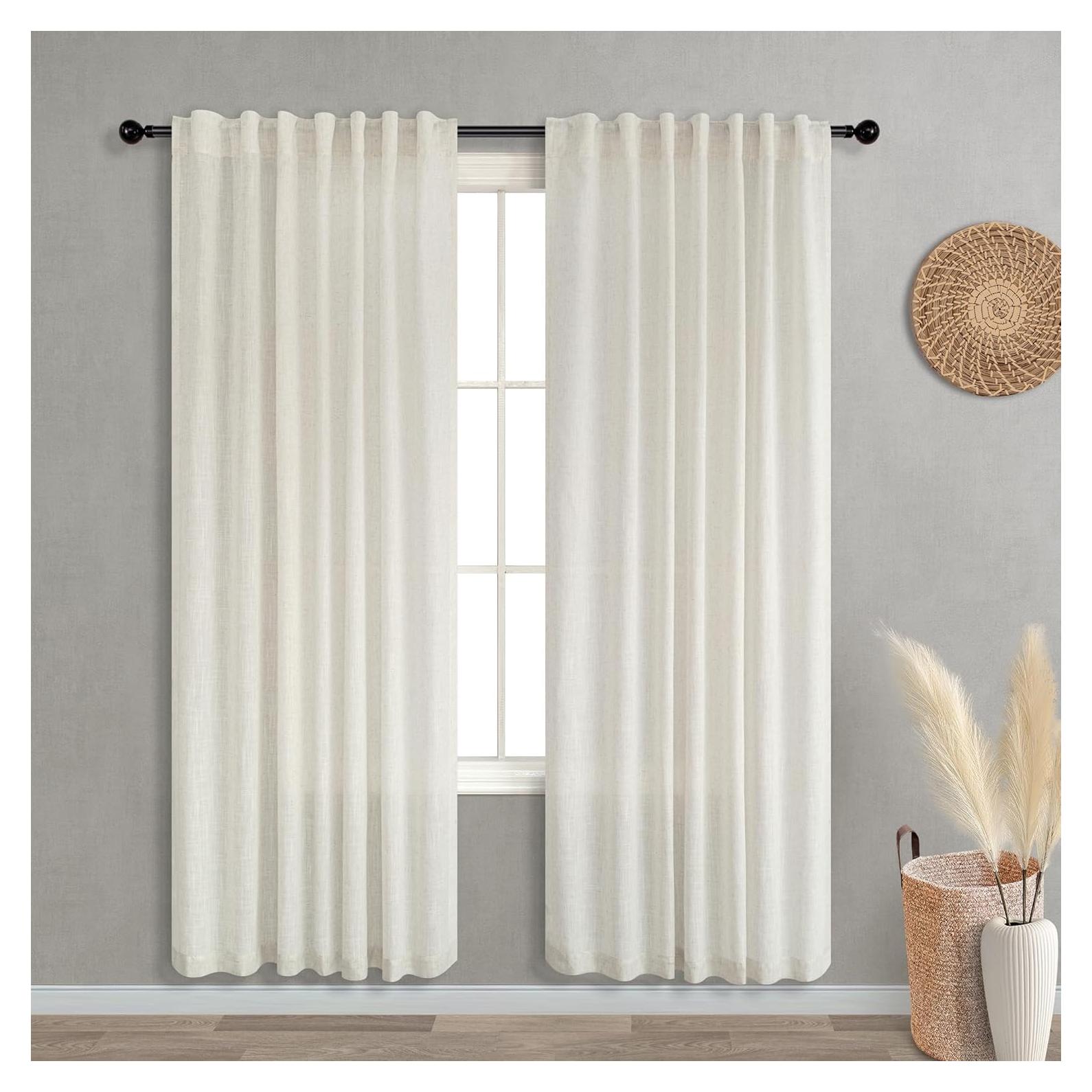 Cortinas KOUFALL 2 Paneles 52x198 cm Lino Transparente Crema