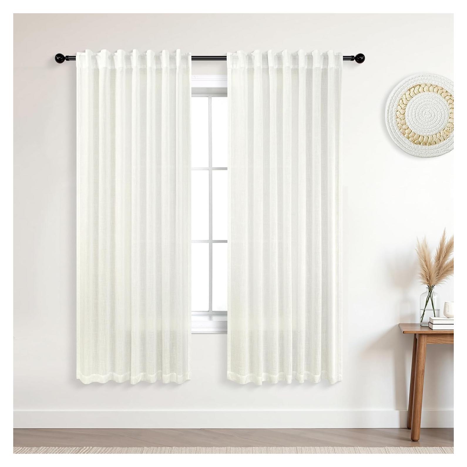 Cortinas KOUFALL 2 Paneles 52x183 cm Lino Semitranslúcido