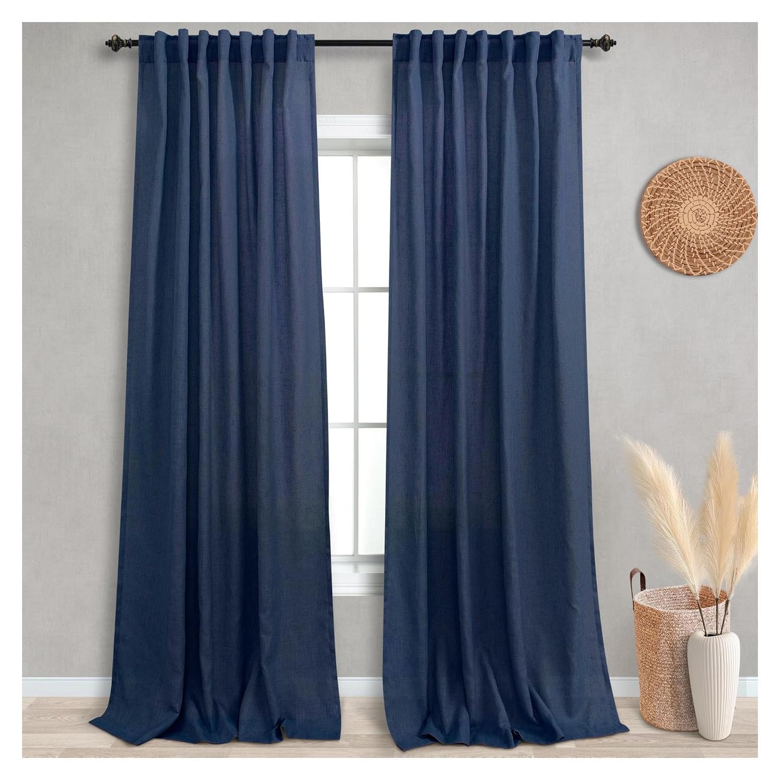 Cortinas Sheer KOUFALL Azul Marino 132x254 cm Pack 2