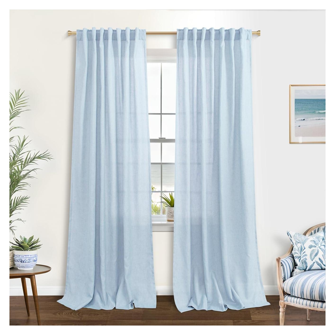 Cortinas KOUFALL Azul Claro 2 Paneles 1,07m x 2,13m Semitransparentes