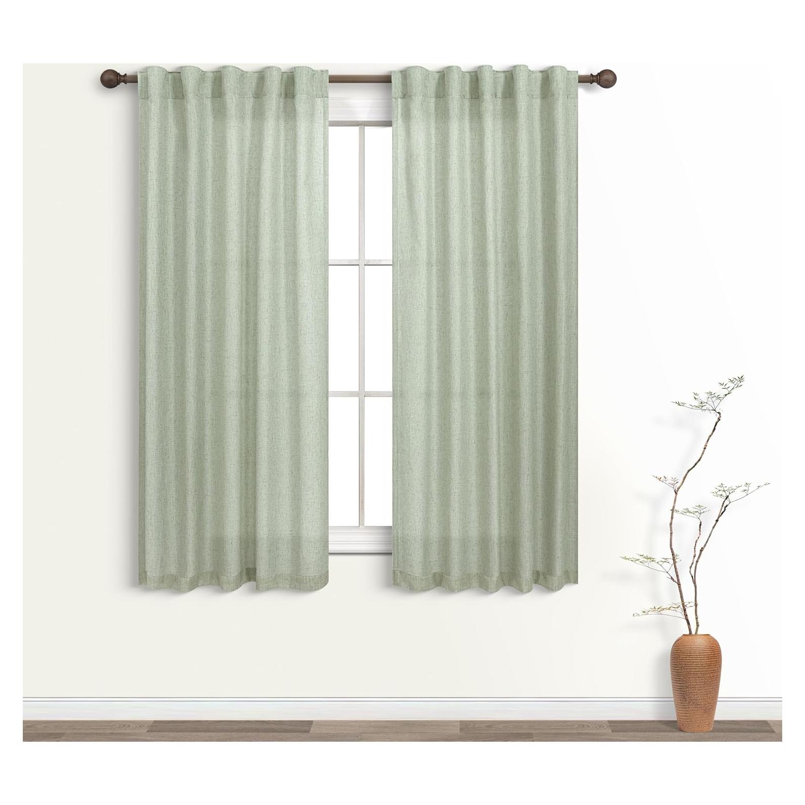 Cortinas Sheer KOUFALL Verde Salvia 97x137 cm Pack 2
