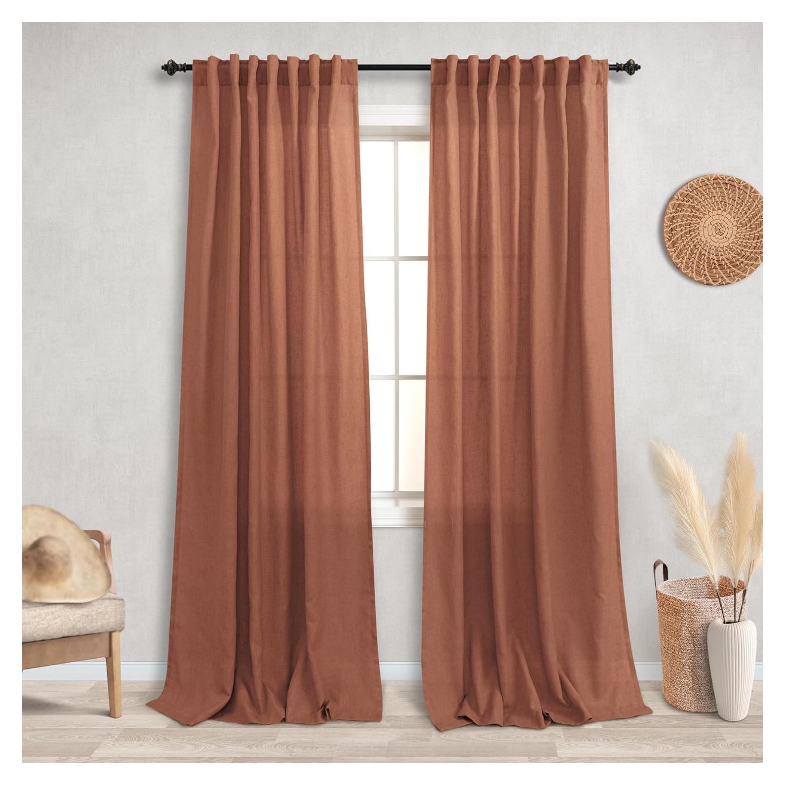 Cortinas KOUFALL Terracota 2 Paneles 52x213 cm Lino