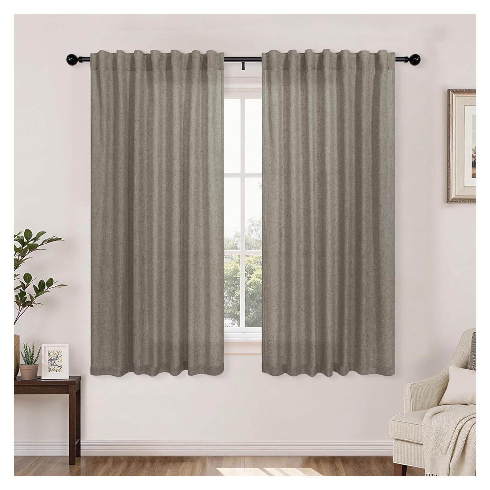 Cortinas Sheer KOUFALL 132x137 cm Lino Taupe Pack 2