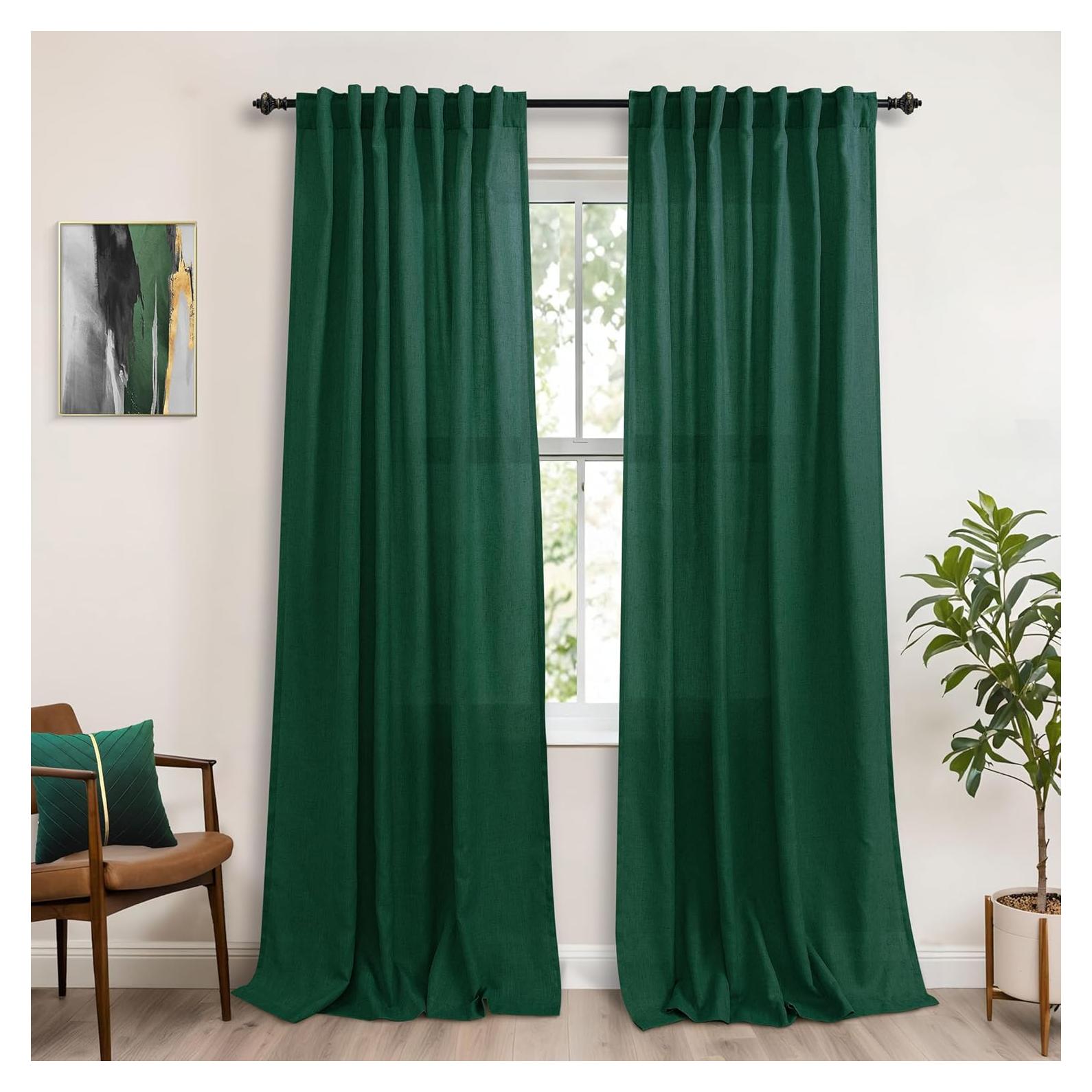 Cortinas KOUFALL Verde Oscuro 2 Paneles 135x213 cm