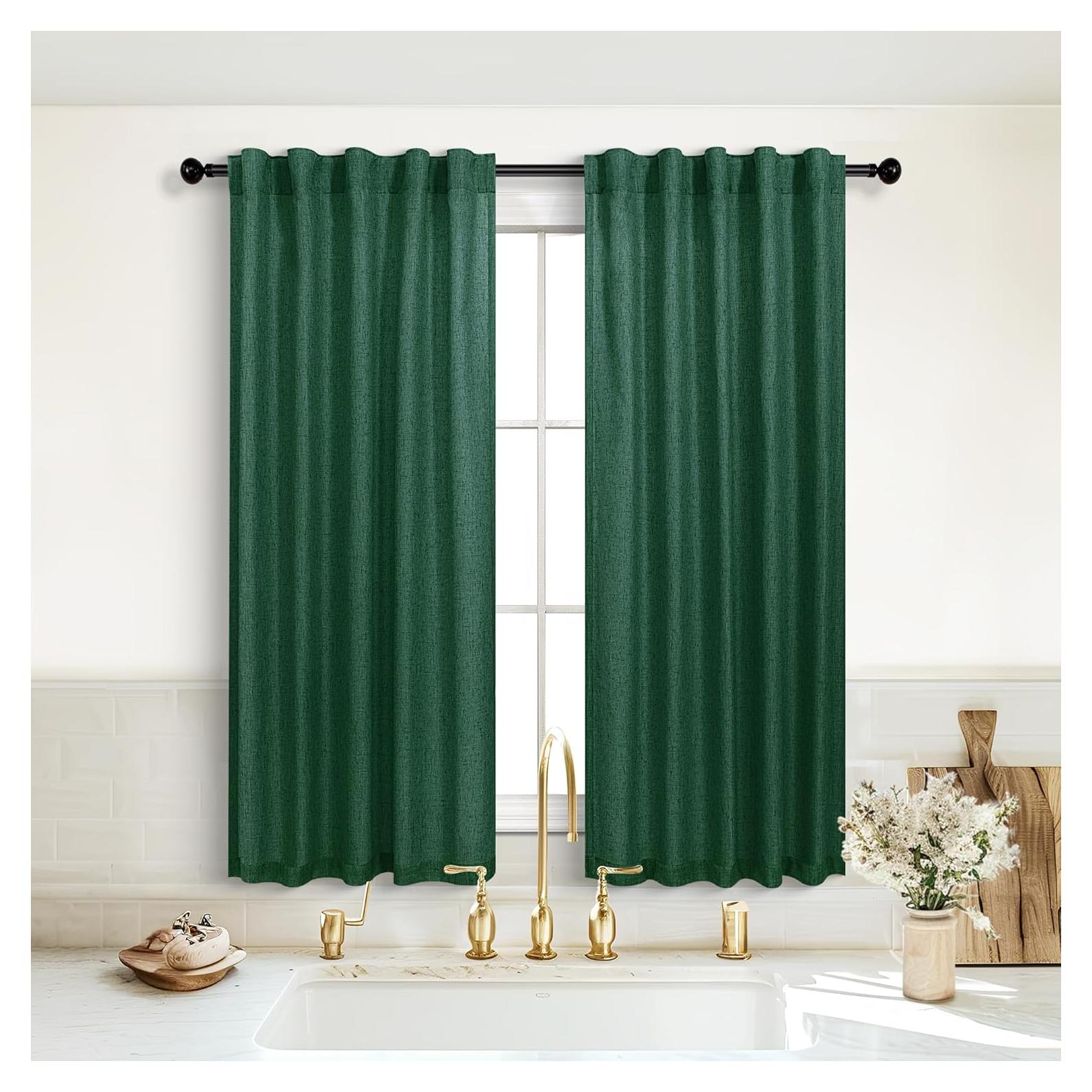 Cortinas Sheer KOUFALL Verde Oscuro 90x115 cm con Tablero