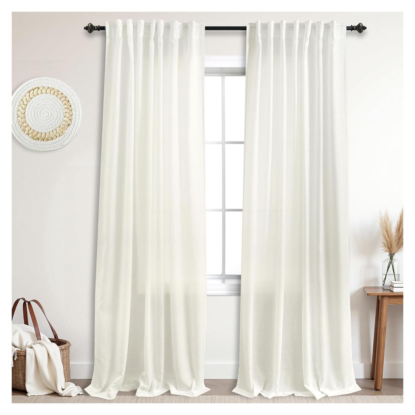 Cortinas KOUFALL 2 Paneles 52x230 cm Semitransparentes Marfil