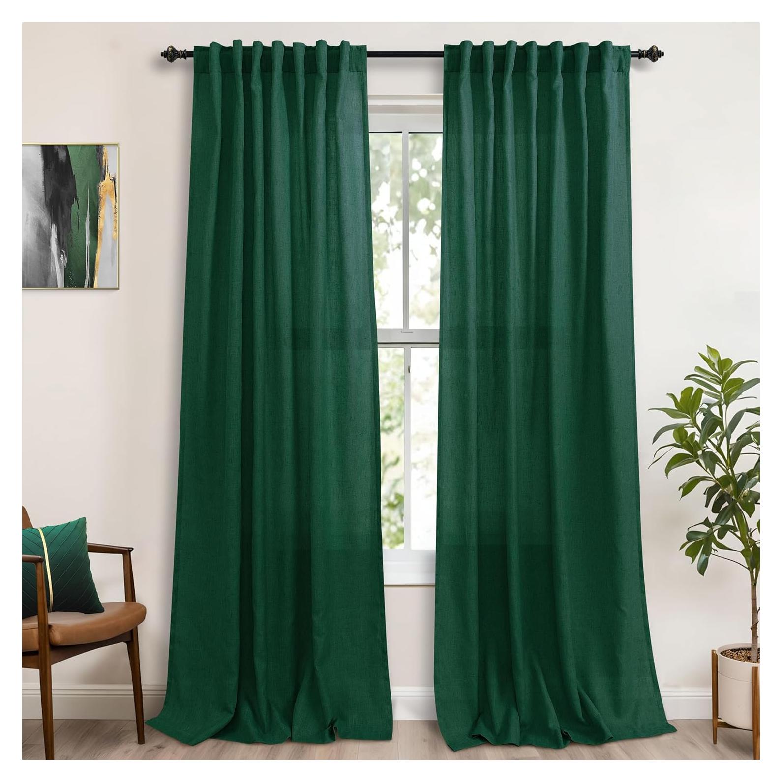 Cortinas KOUFALL 132x244 cm Juego de 2 Paneles Verde