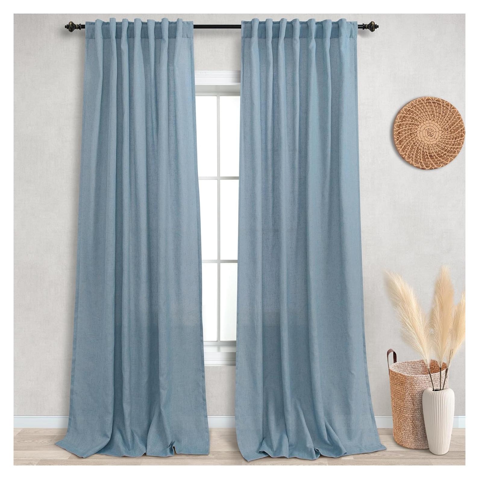 Cortinas Translucidas KOUFALL 52x274 cm Gris Azul 2 Paneles