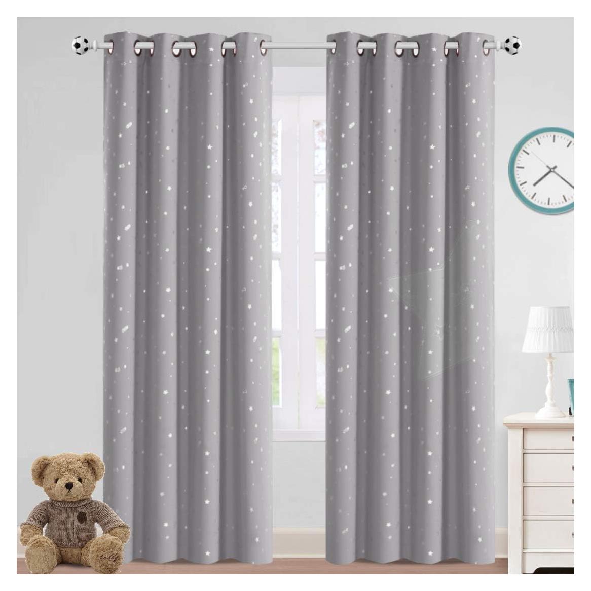 Cortinas Blackout PrinceDeco 2 Paneles Estrellas Brillantes