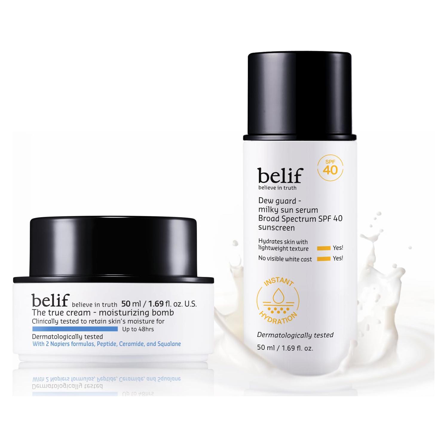 Set de Cuidado de Piel belif: Bomba Hidratante 100ml + Suero Solar SPF 40 50ml