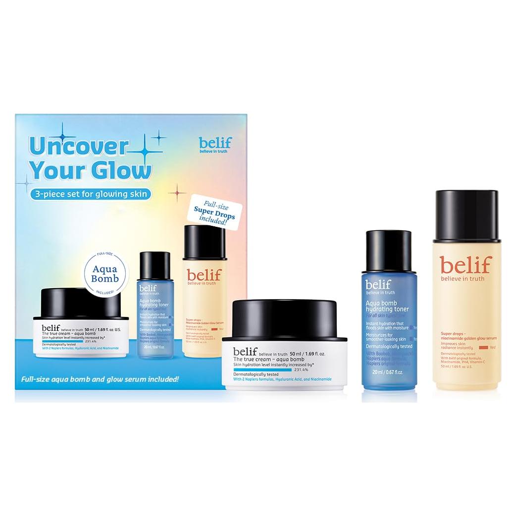Set de Cuidado Facial belif Descubre Tu Brillo - Hidratante, Suero y Tónico