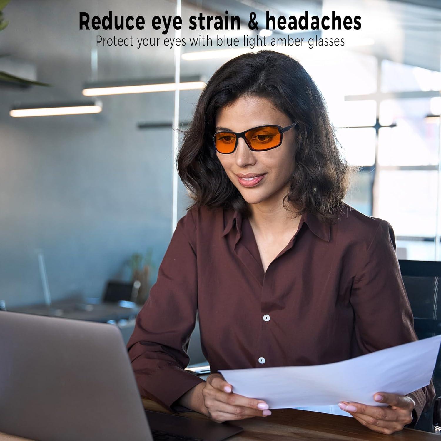 Gafas de luz azul bloqueadoras Ámbar para computadora y juego