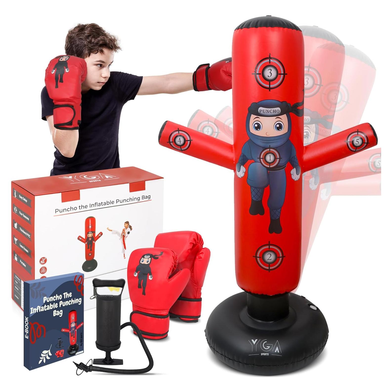 Saco de Boxeo Inflable para Niños YGA Sports 160 cm Rojo