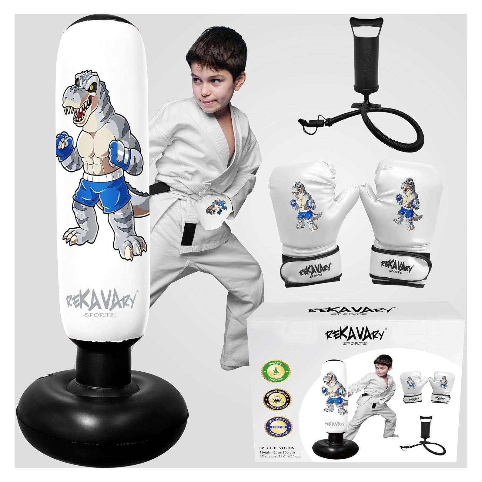 Saco de Boxeo Inflable Rekavary 1.60 m con Guantes y Bomba