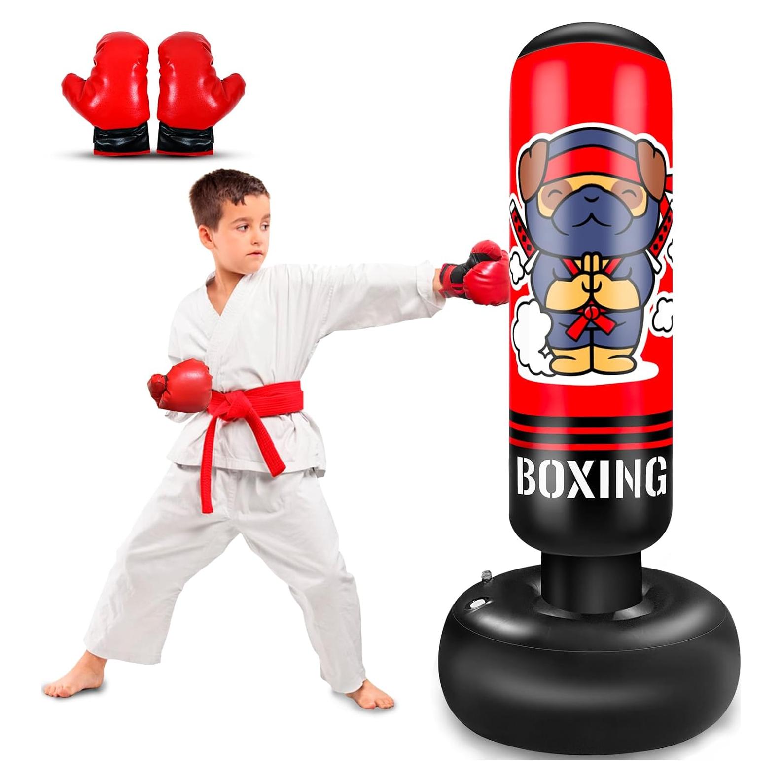 Saco de Boxeo Inflable SHZYGQ 165 cm con Guantes para Niños