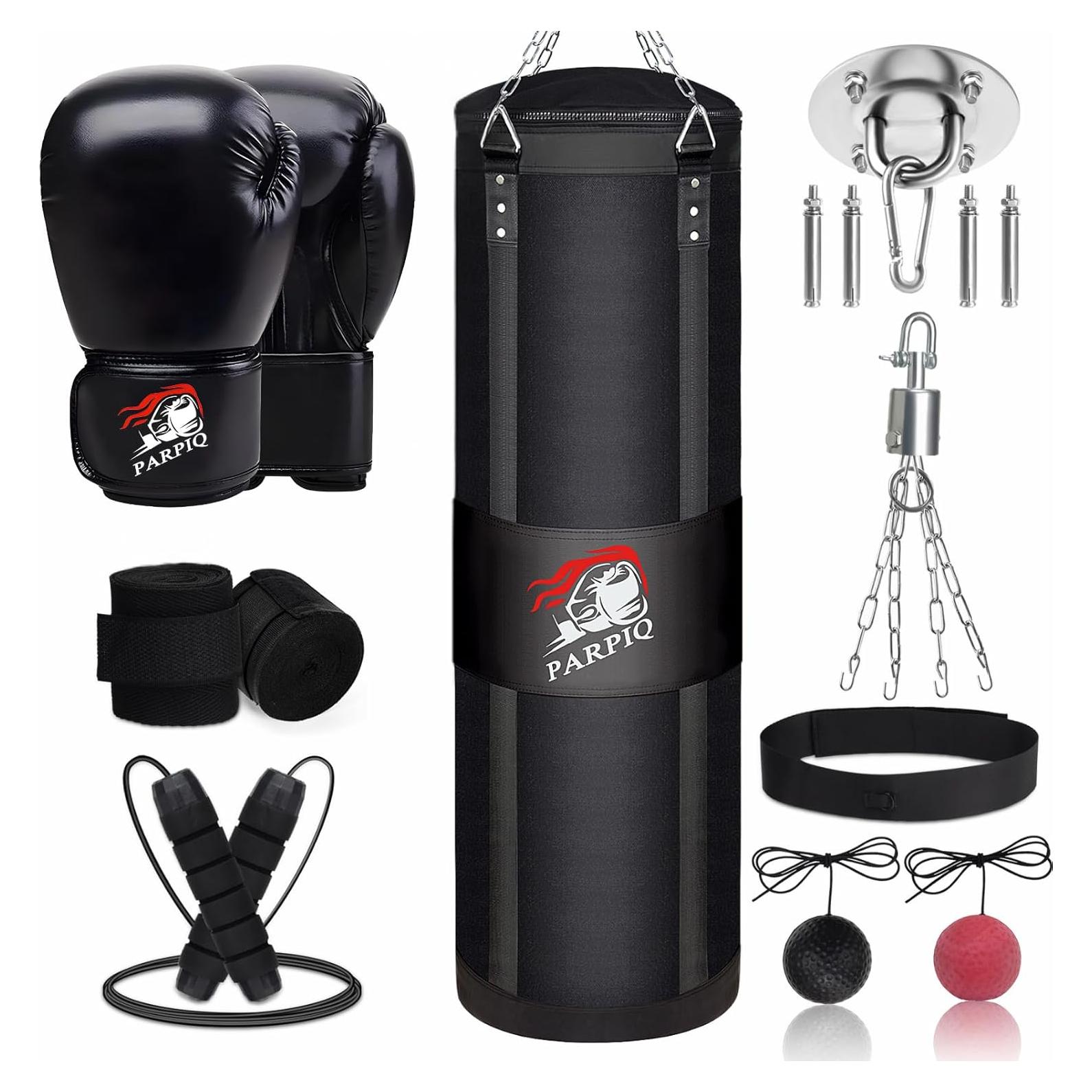 Saco de Boxeo Colgante PARPIQ 4FT + Guantes 12oz + Soporte