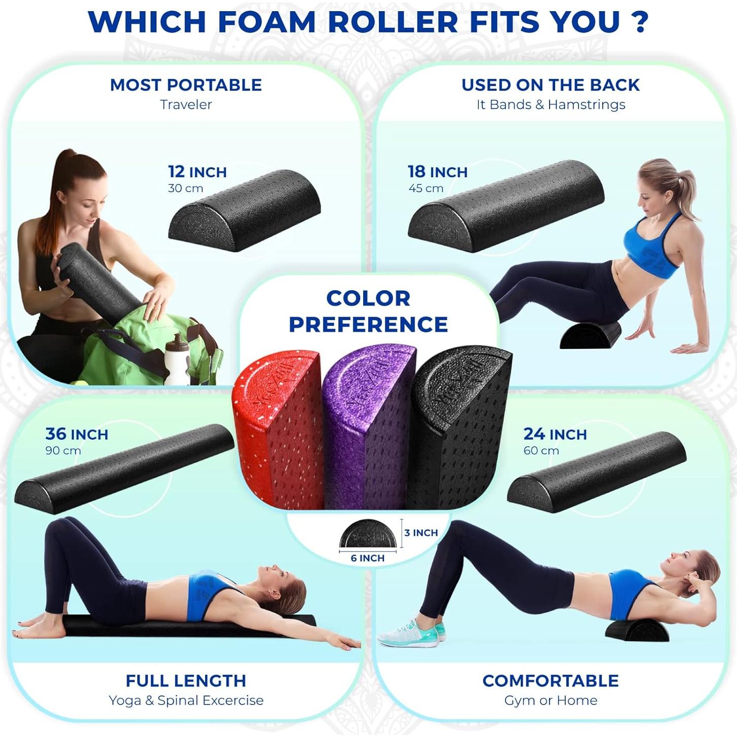 Rodillo de Espuma Yes4All EPP 45.72 cm Negro para Ejercicio