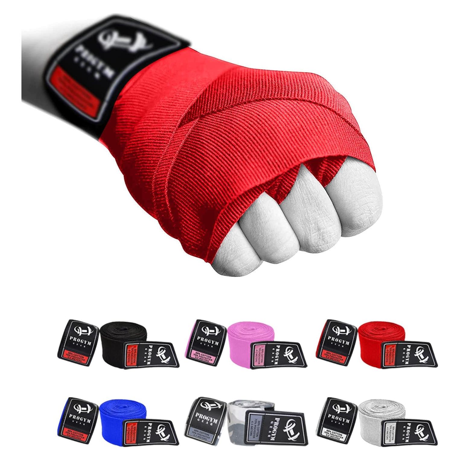 Vendajes de Mano de Boxeo ProGym Gear 4.5m Rojo Elástico