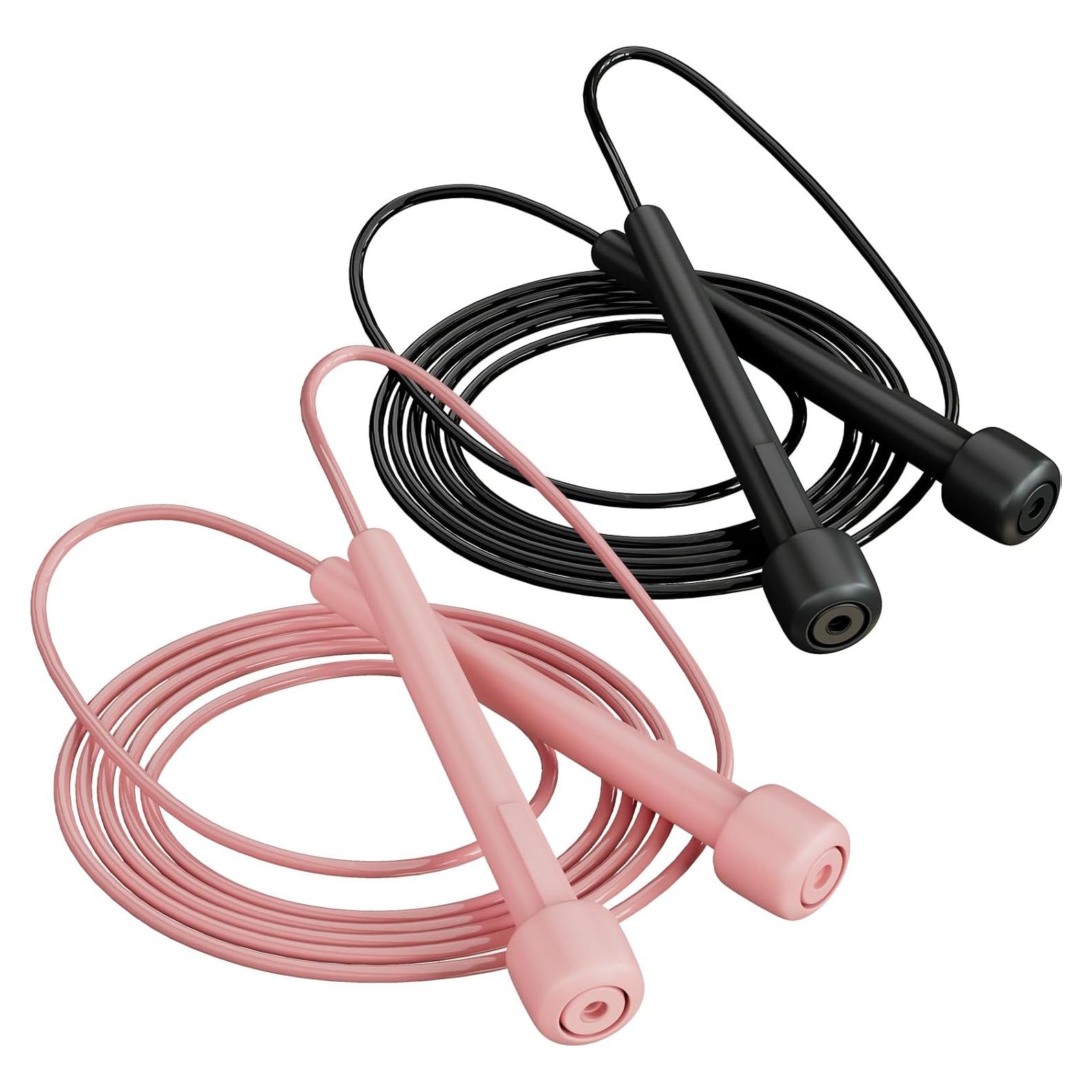 Cuerda de Saltar Ajustable POCFOINY PVC 279.4 cm Negro/Rosa