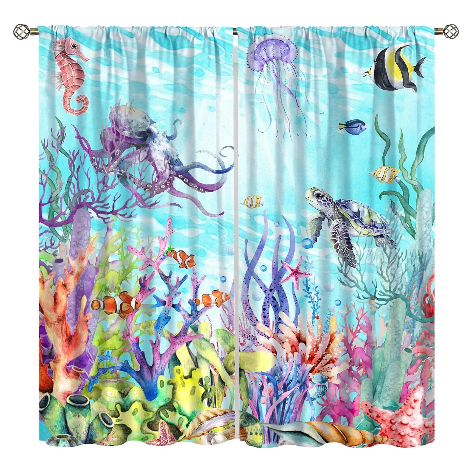 Cortinas Blackout AAVEUP Animales del Mar 2 Paneles 53x160cm