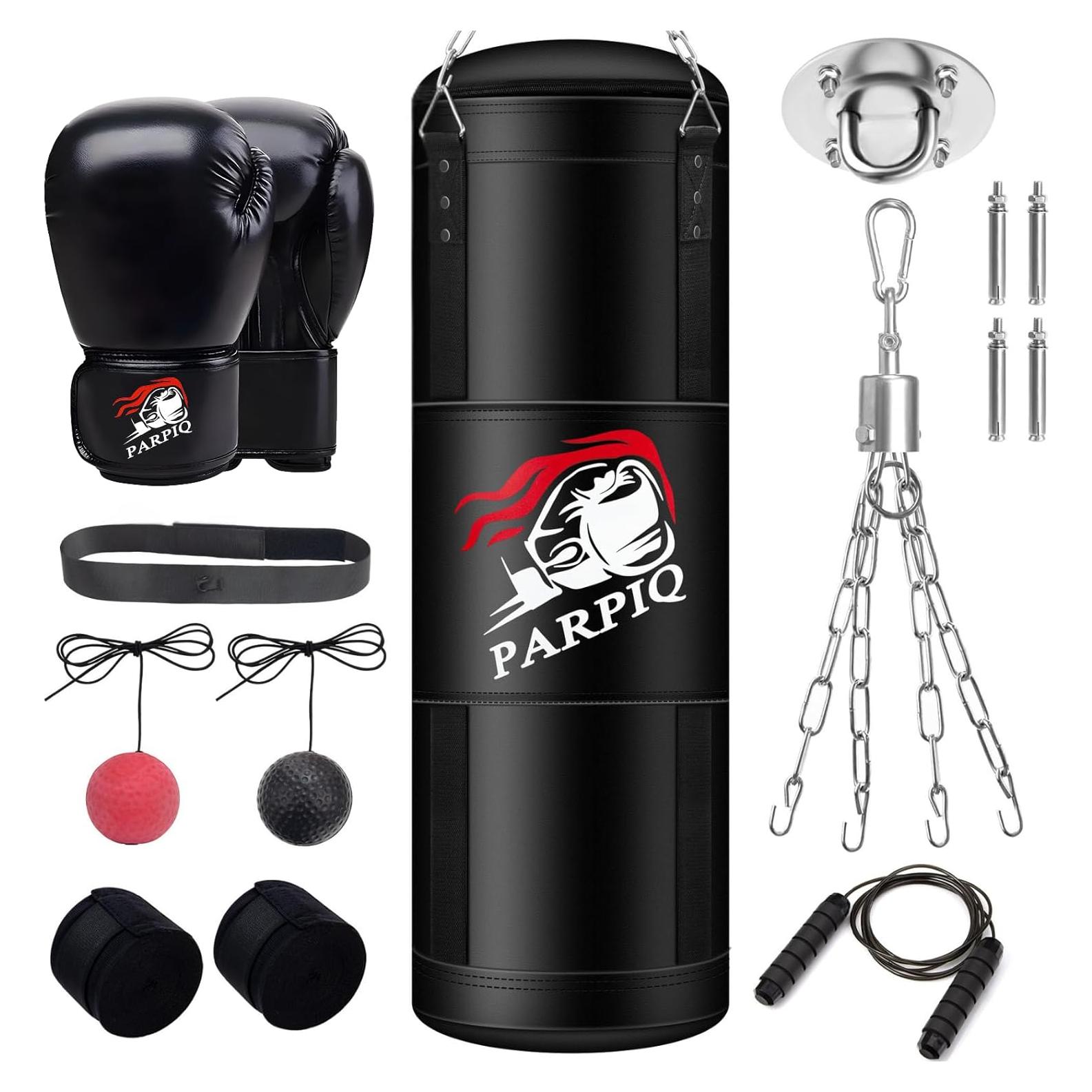 Saco de Boxeo Pesado PARPIQ 4FT con Guantes 12oz y Accesorios