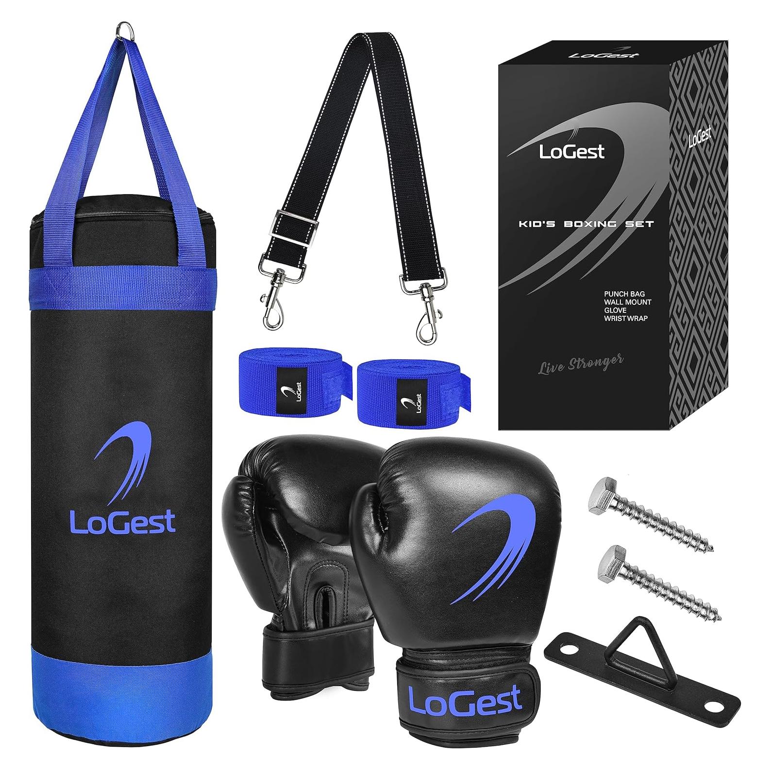 Set Saco de Boxeo para Niños LoGest 0.61m con Guantes y Envolturas