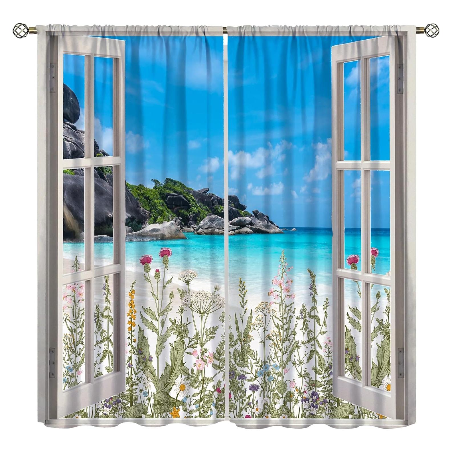 Cortinas Blackout AAVEUP 66x213 cm Playa Art Deco