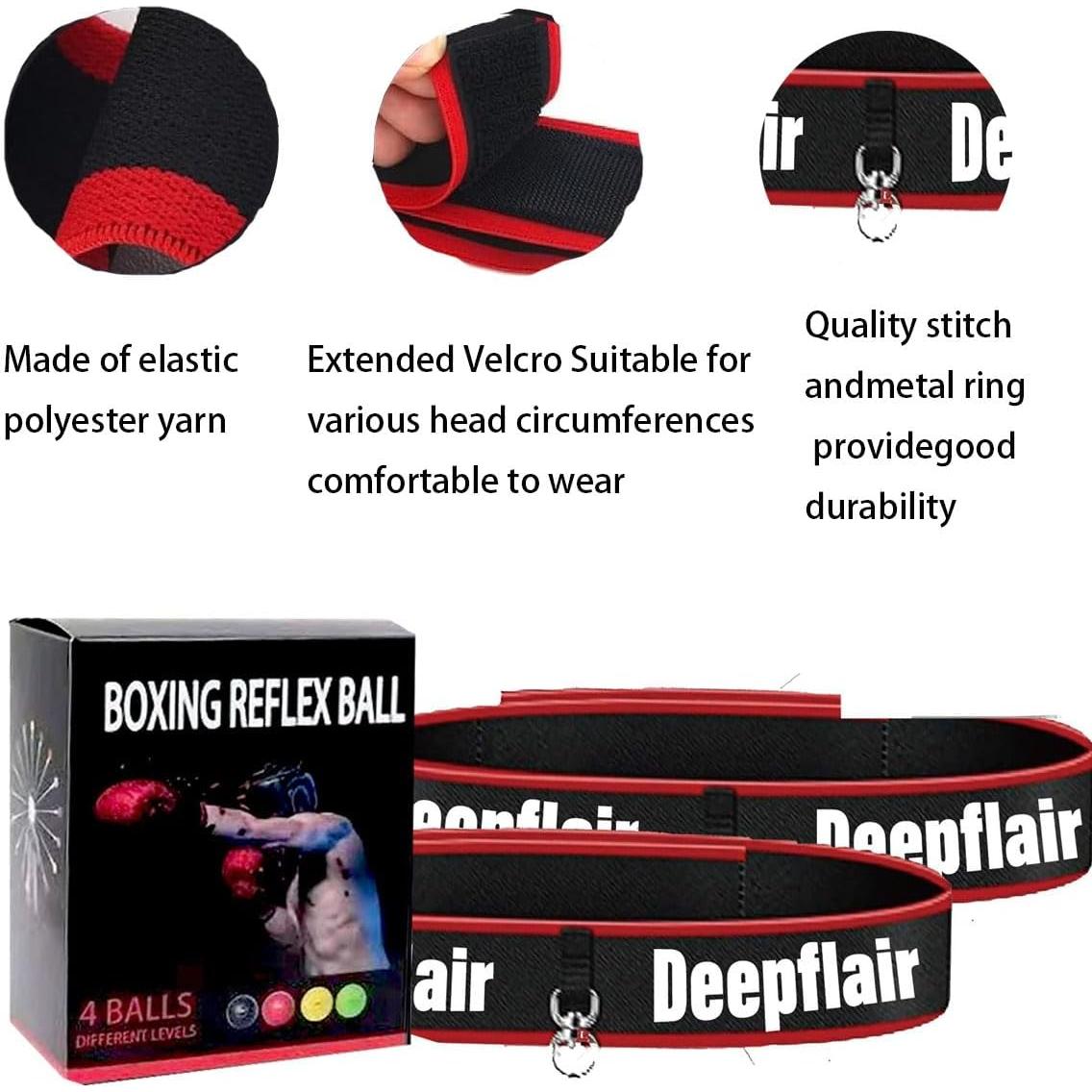 Juego de 4 bolas de boxeo reflexivas Deepflair con diadema