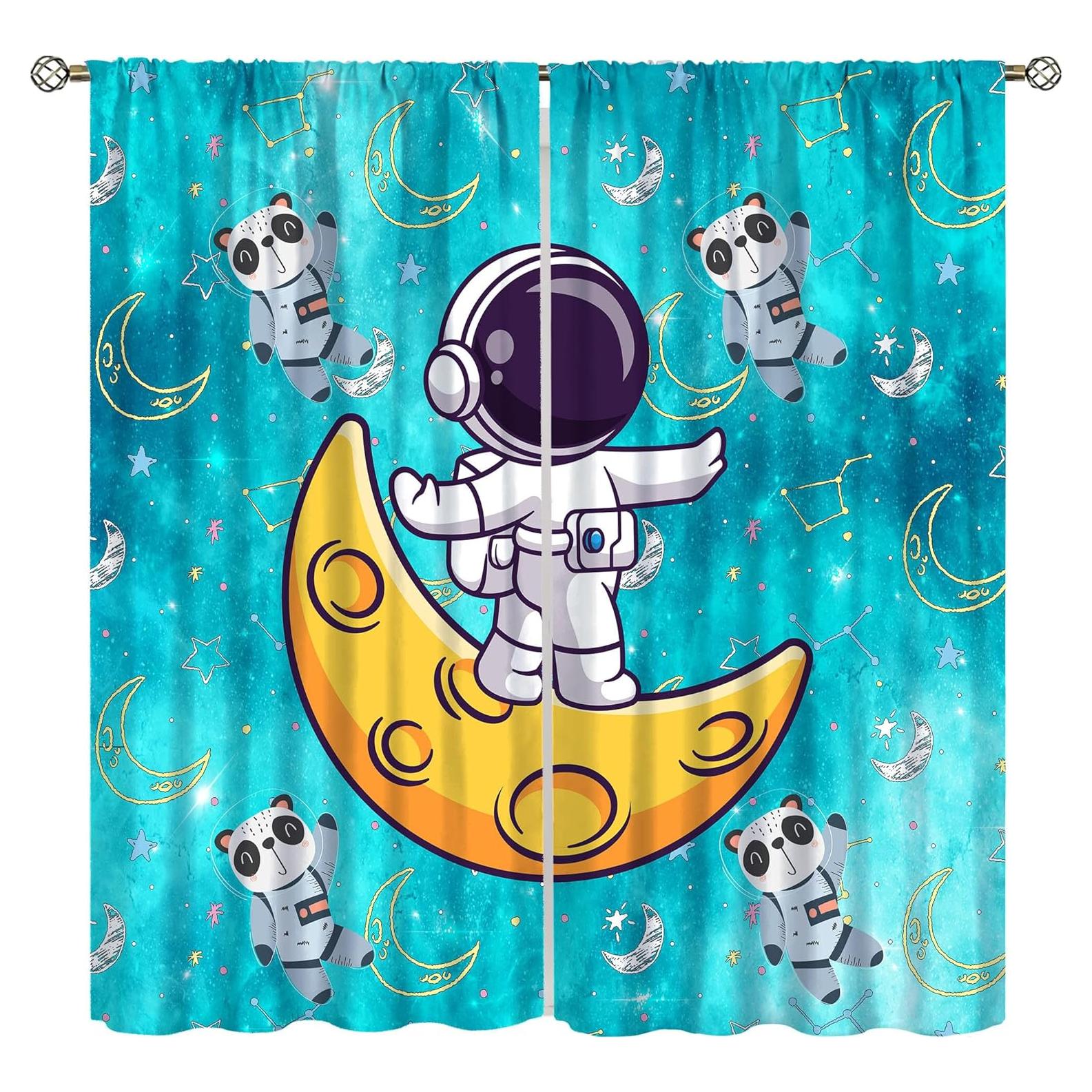 Cortinas Infantiles Spaceman 2 Paneles 53,5x114cm Espacial