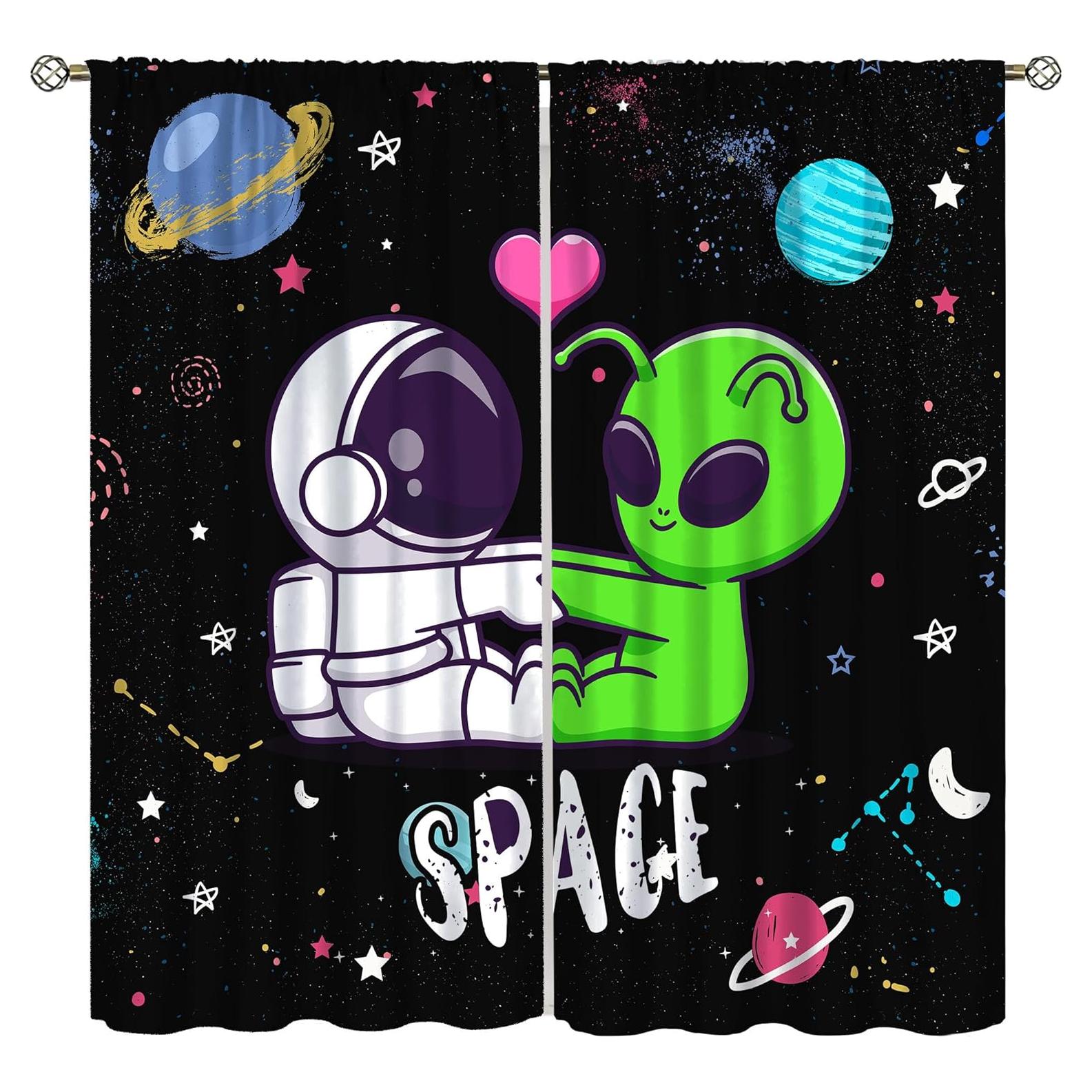 Cortinas Blackout Llylumty 36x63cm Espacio Astronauta
