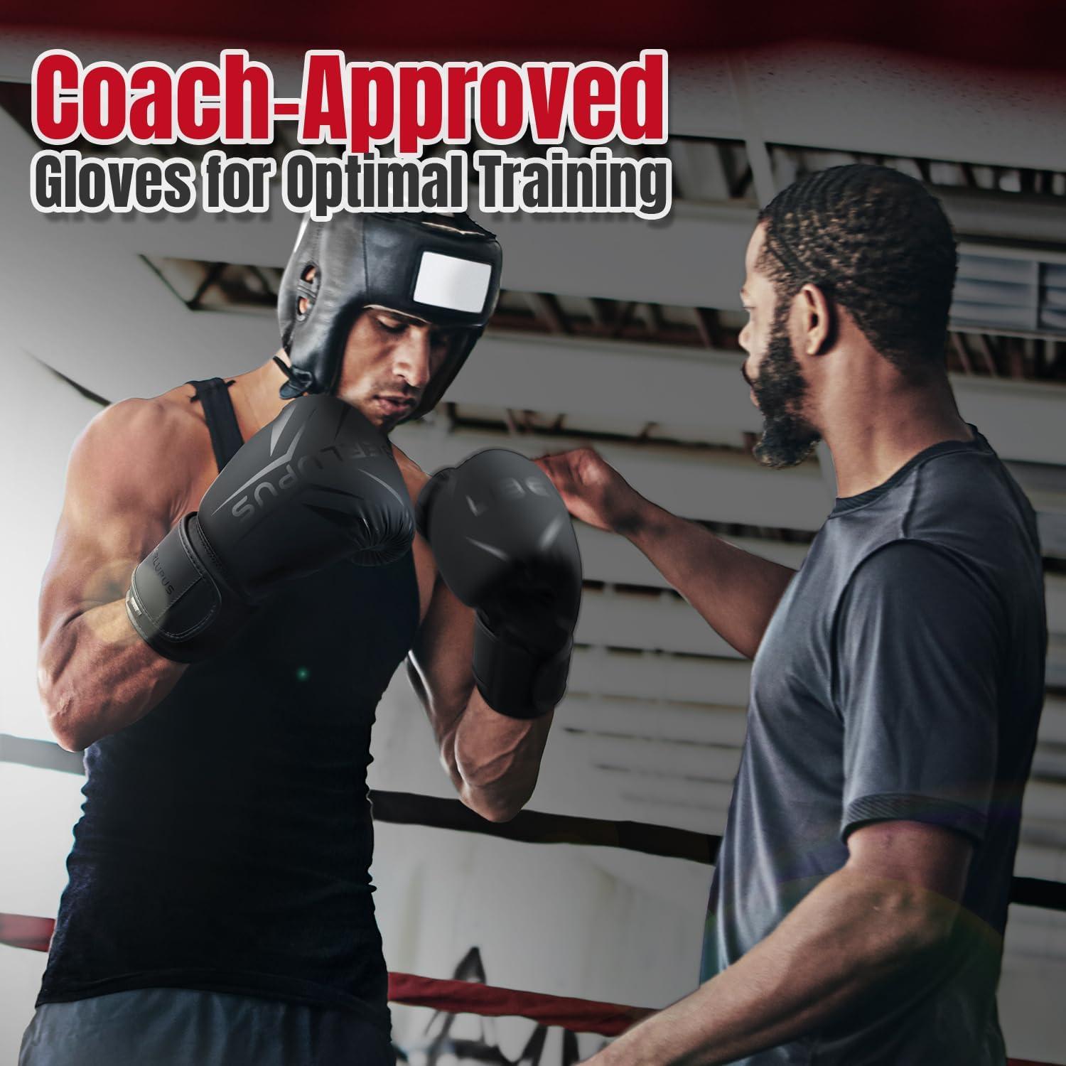 Guantes de Boxeo Liberlupus Unisex 10oz Negro Acolchados