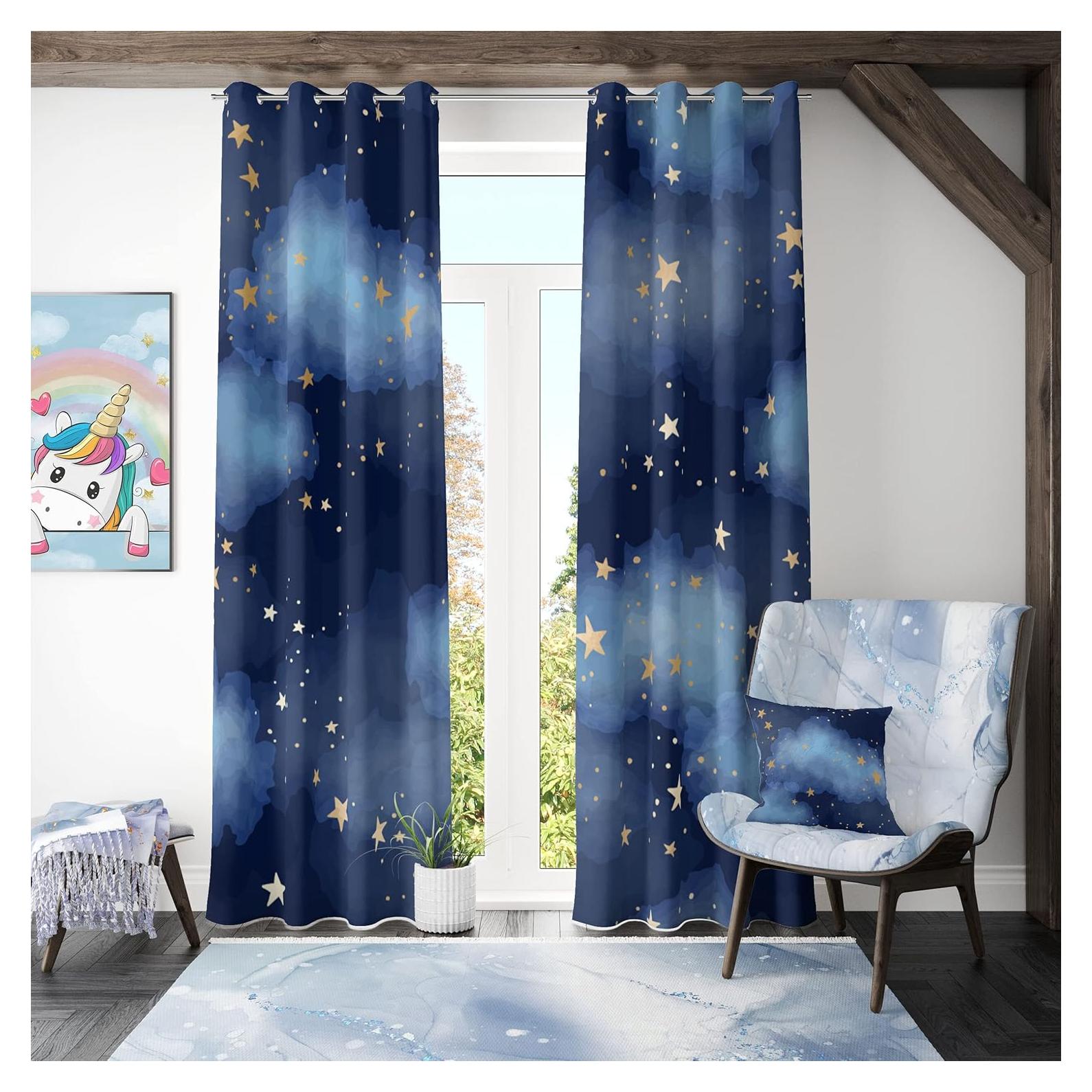 Cortinas Opacas Llylumty Estrelladas 53.5x160cm Juego 2