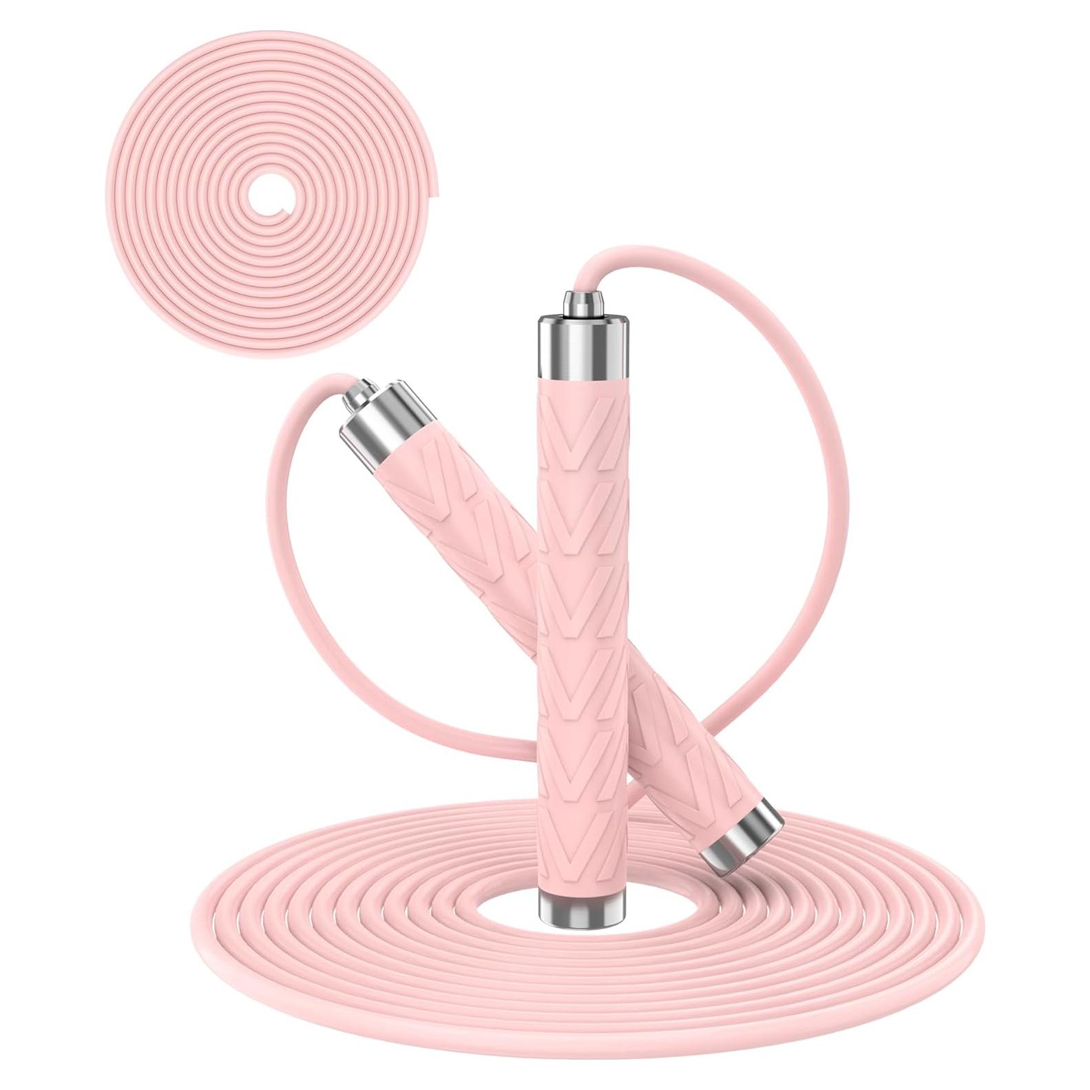 Cuerda de Salto AUMCDIK Ajustable para Fitness 2.8m Rosa