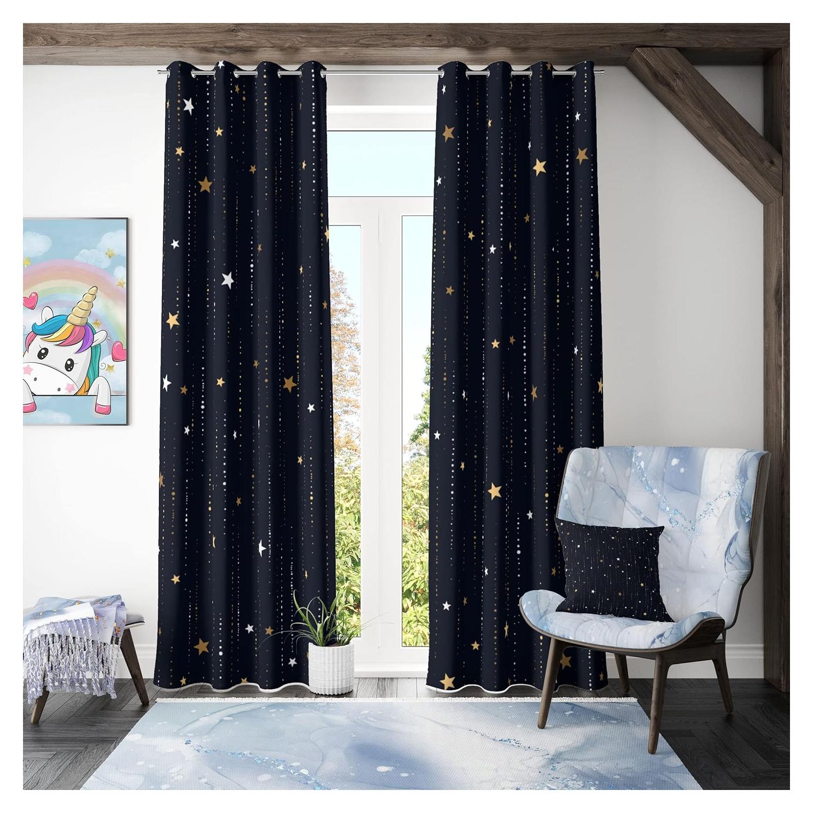 Cortinas Blackout Llylumty Estrella 80x183cm Juego de 2