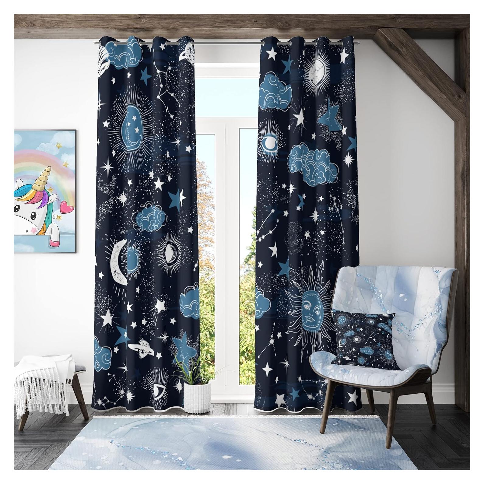Cortinas Blackout Llylumty Estrella 70x160cm Juego de 2
