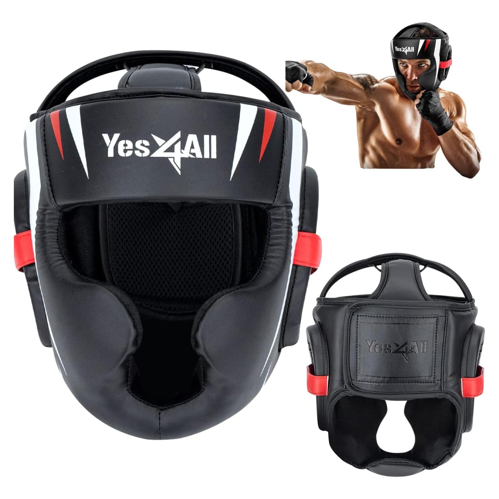 Casco de Boxeo Yes4All Ajustable Mediano Negro para MMA
