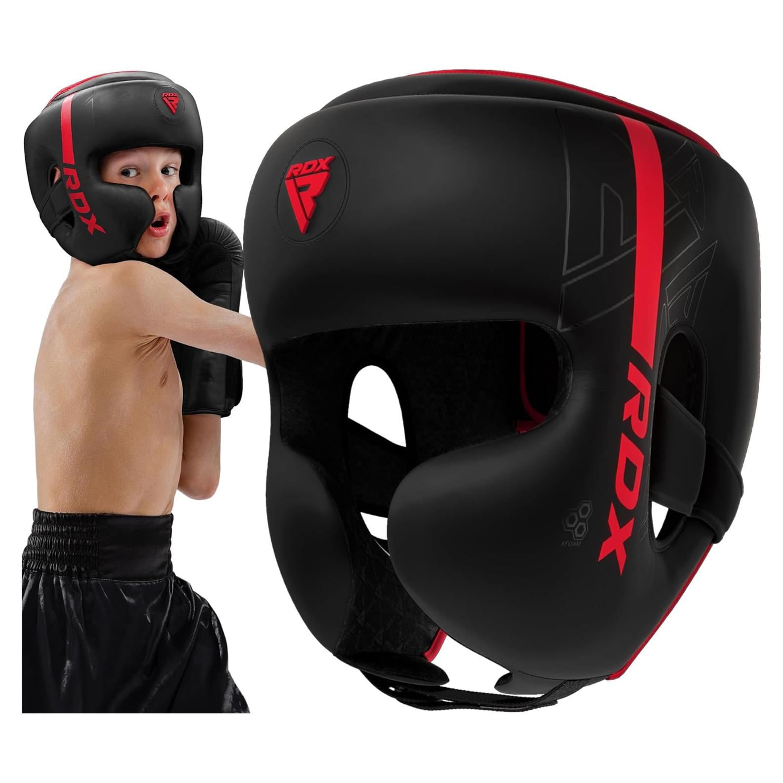 Casco de Boxeo RDX Kids Rojo Ajustable para Sparring MMA