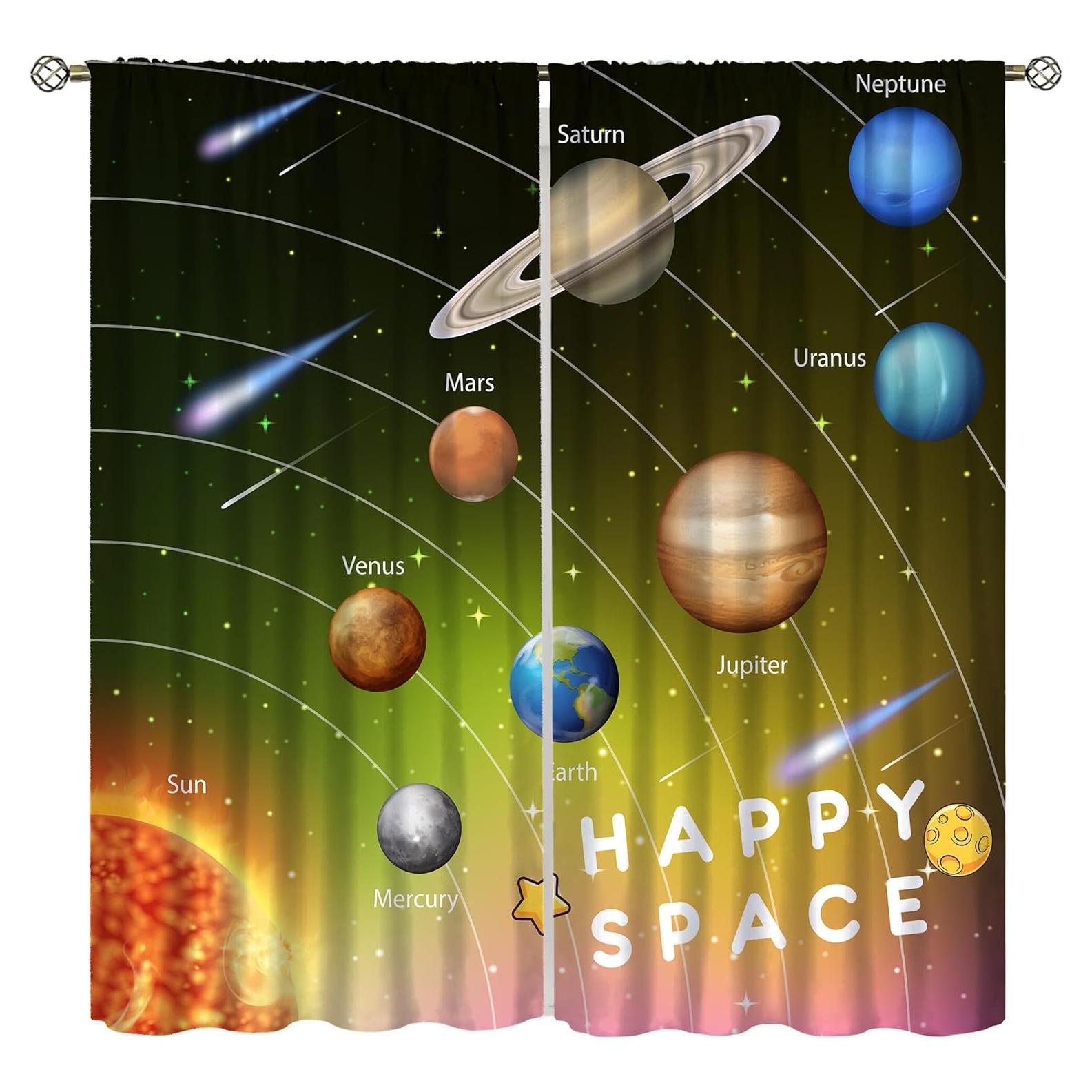 Cortinas Blackout Infantil Llylumty Galaxia 107x214cm 2 Paneles