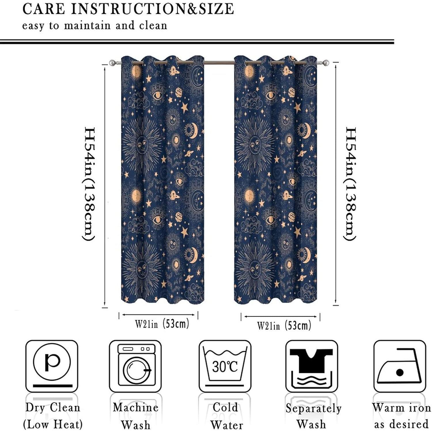 Cortina Blackout Llylumty Espacial Estrellas 2 Paneles 53.5x114cm