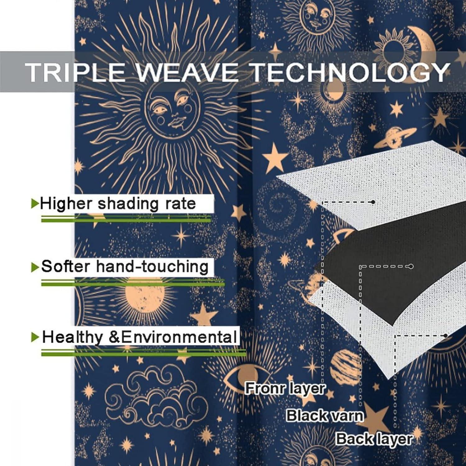 Cortina Blackout Llylumty Espacial Estrellas 2 Paneles 53.5x114cm