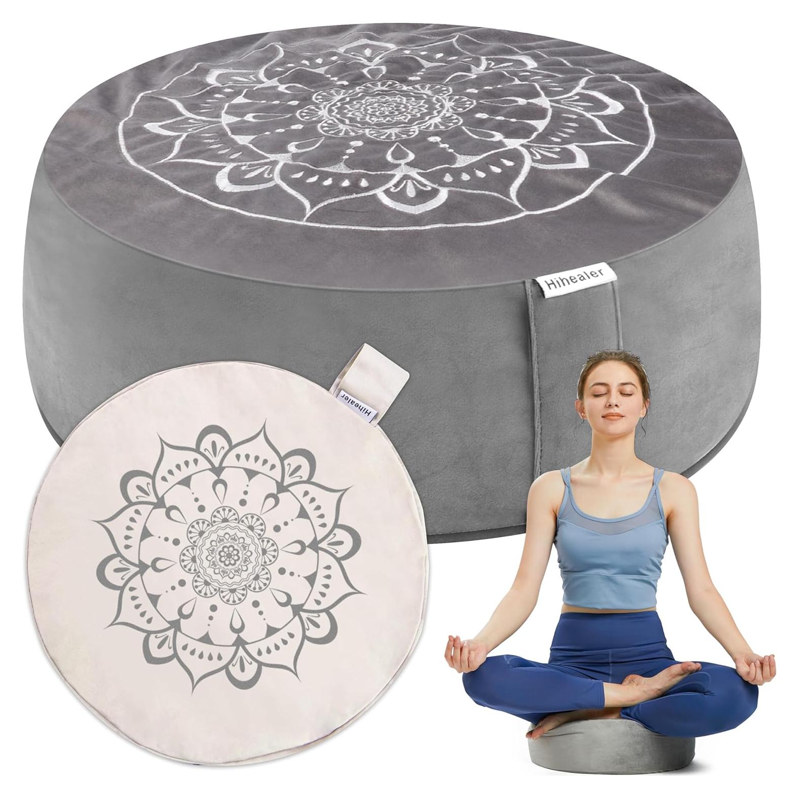Cojín de Meditación Hihealer Redondo 40cm Terciopelo Trigo Sarraceno