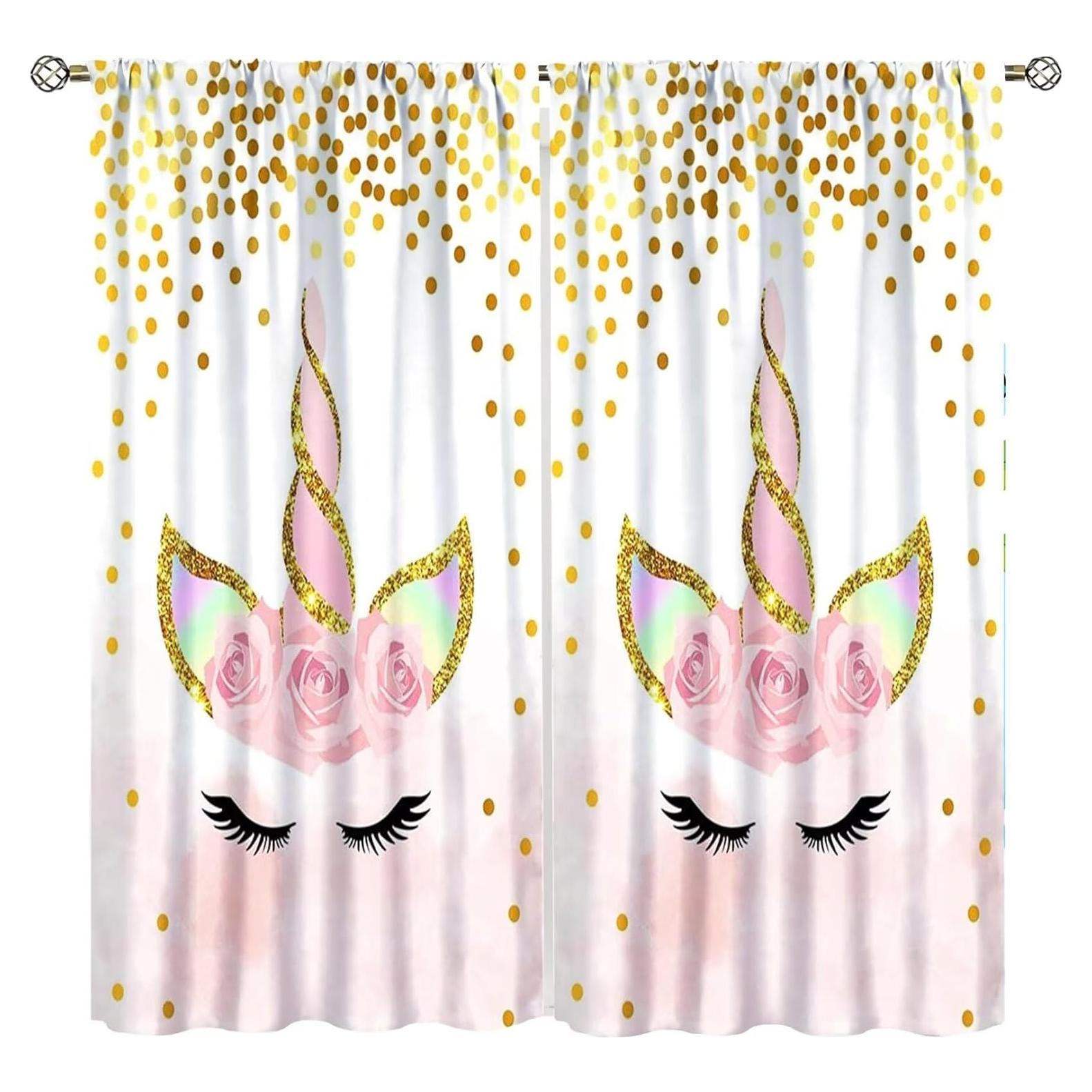 Cortinas de Unicornio SXXLDNG 2 Paneles 21x113 cm Decorativas