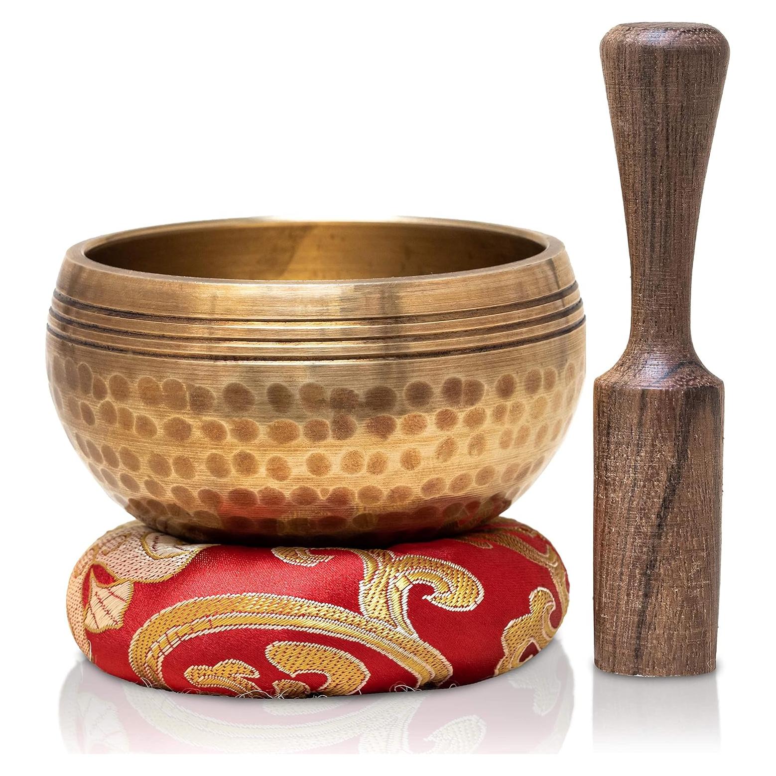 Cuenco Tibetano de Canto Himalayano 7.62 cm Oro Hecho a Mano