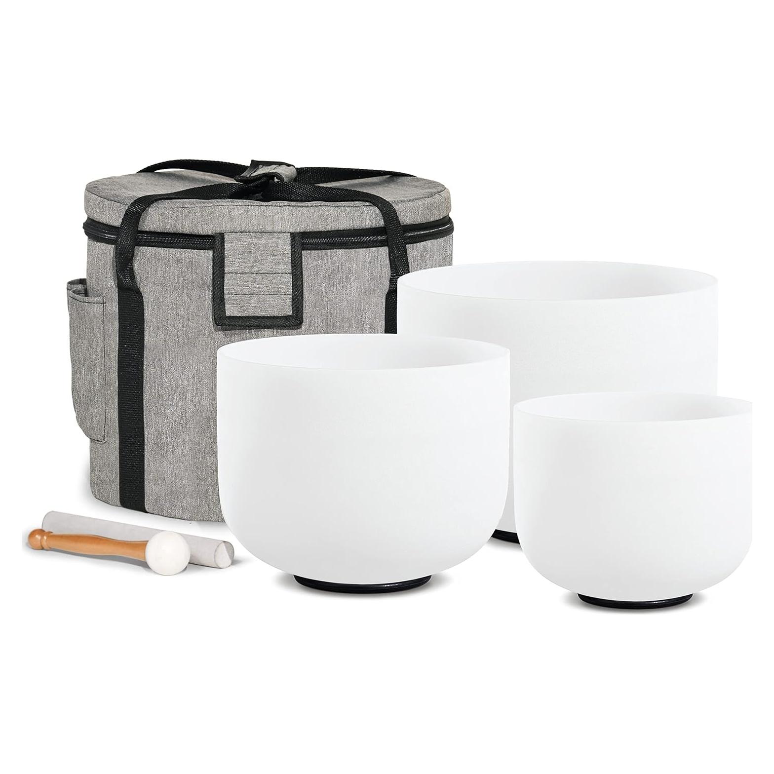 Juego de 3 Cuencos de Cuarzo CVNC 6" A, 8" F, 10" C con Bolsa