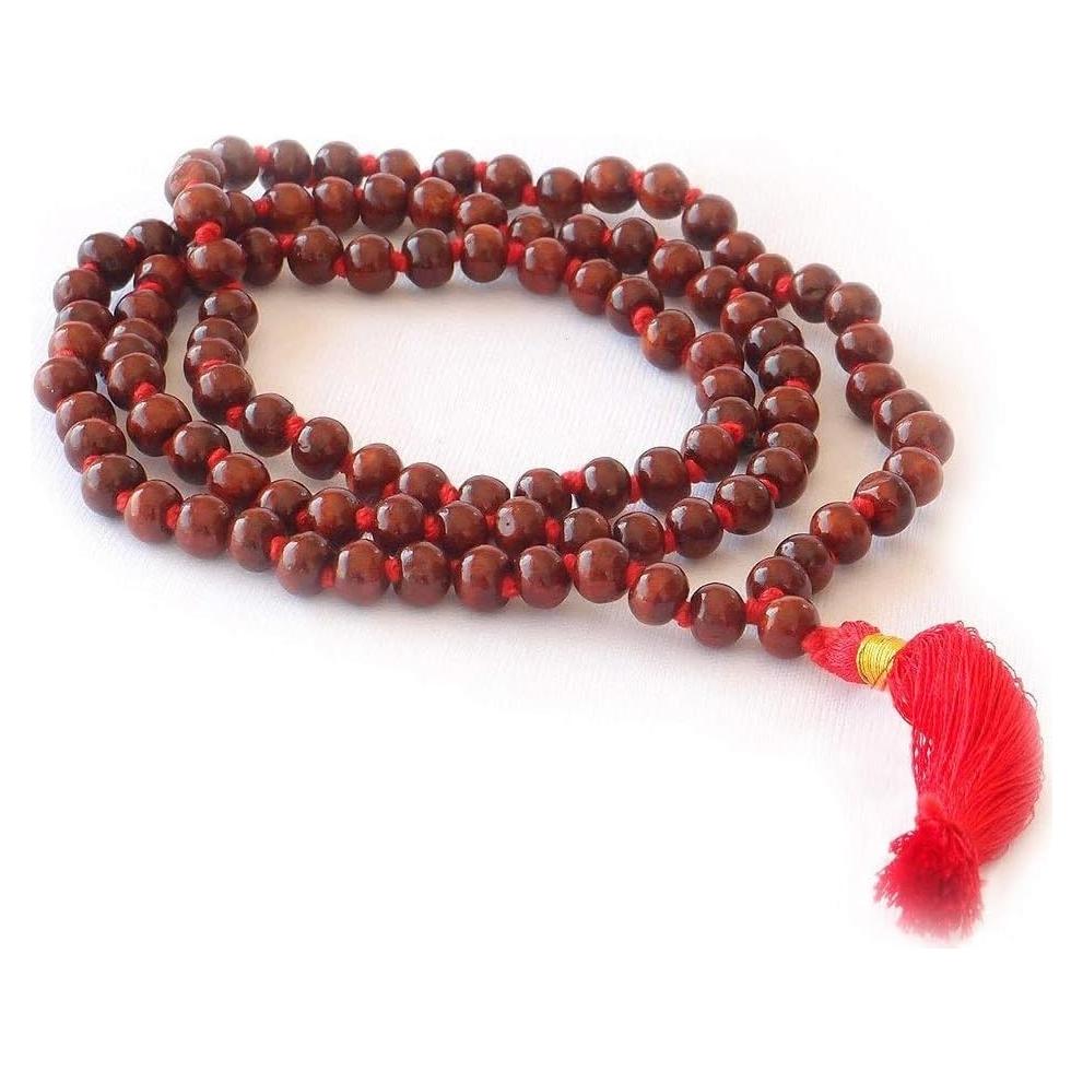 Mala de Meditación de Madera Rosa 108+1 Cuentas con Borla - HealthAndYoga