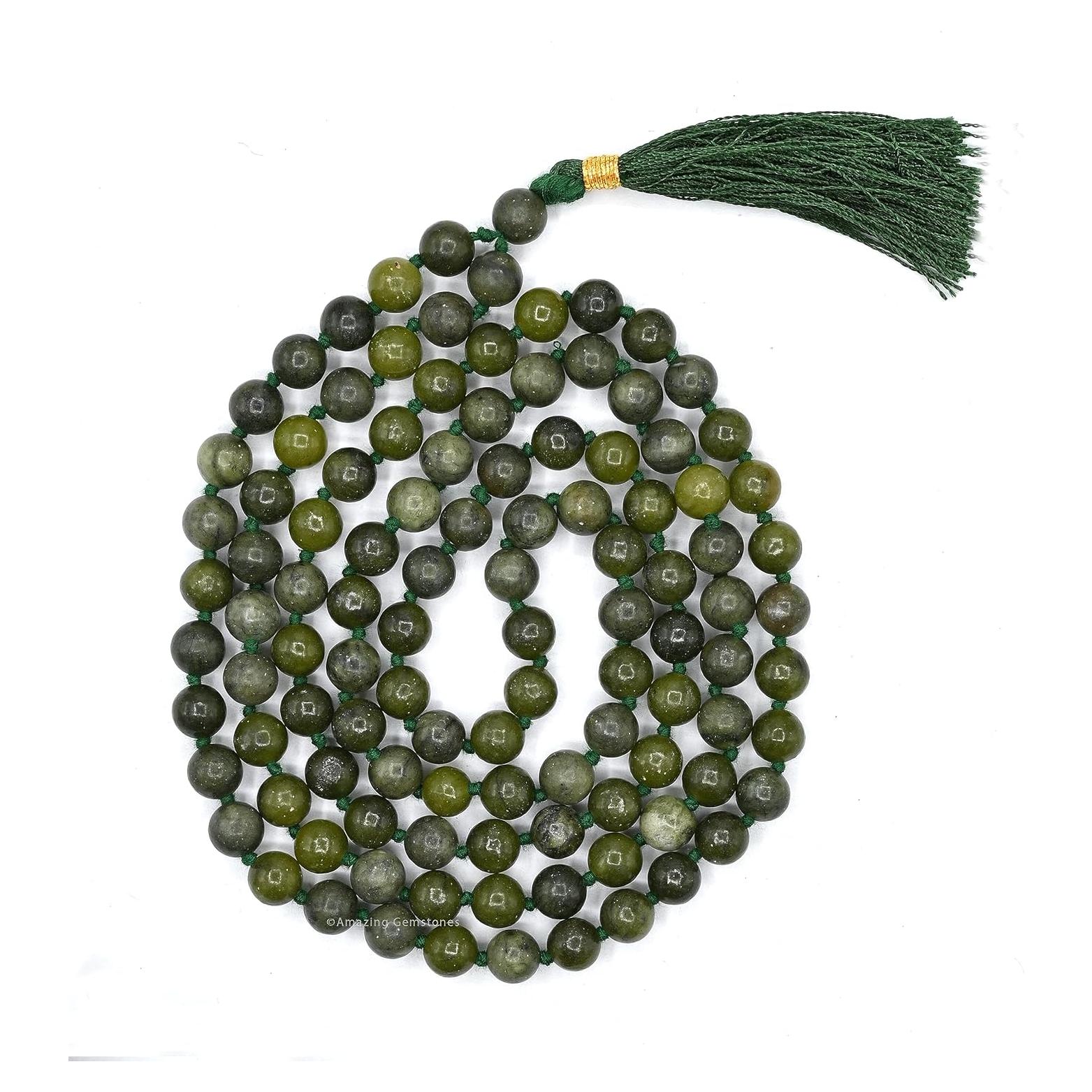 Mala de Oración Jade Verde 108 Cuentas 8 mm Anudado a Mano
