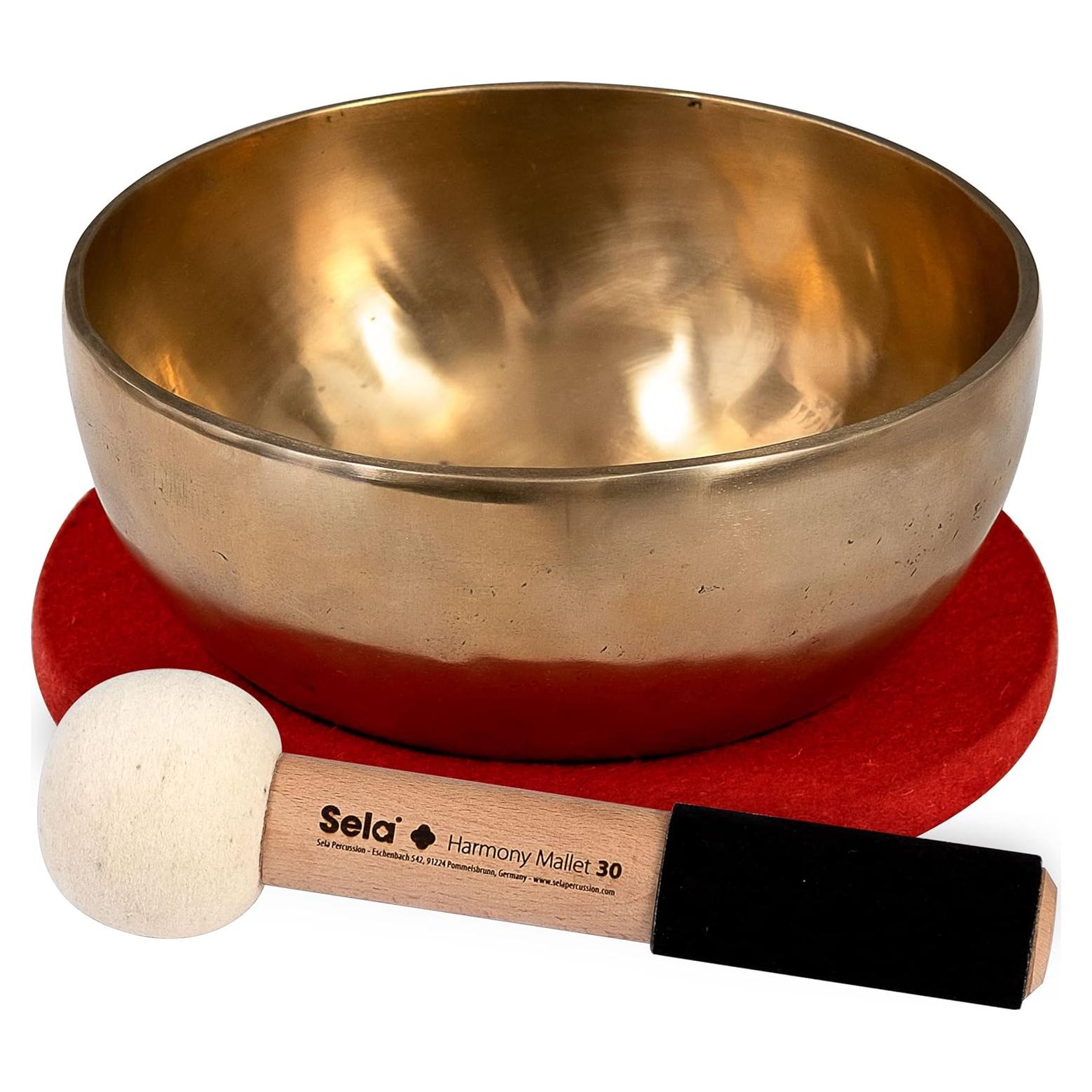 Tazón Cantante Tibetano de Latón Sela 22.1 cm con Mazo y Bolsa