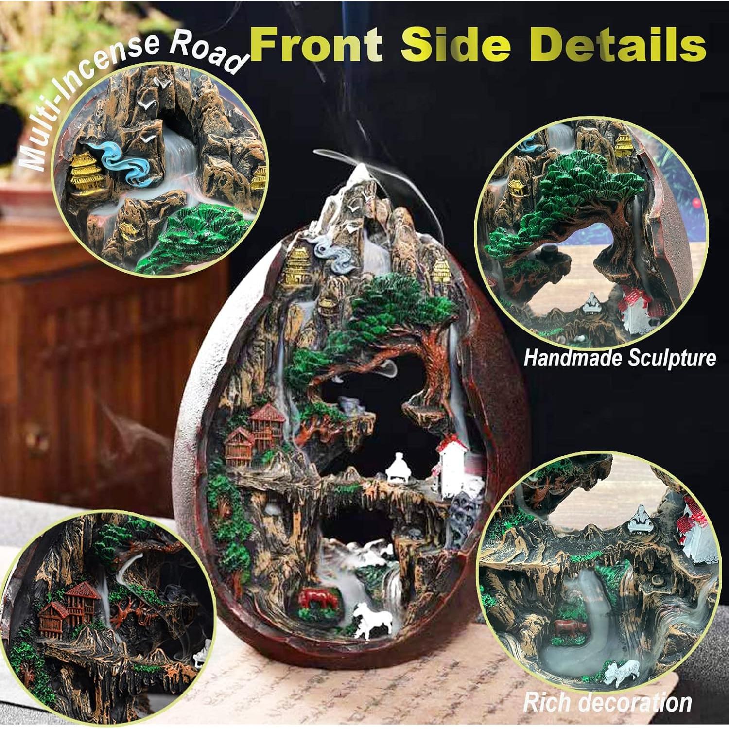 Quemador de Incienso Cascada Zvaiuk con 100 Conos y Accesorios